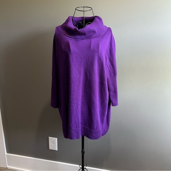 Chico's Purple Cowl Neck Sweater Oversized Knit Size 1/8 - Picture 1 of 9